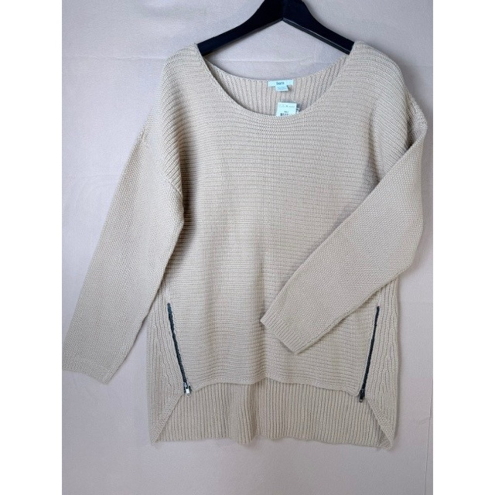 Bar III Sweater XXL Beige Wool Blend Oversized Side Zip Pullover NWT